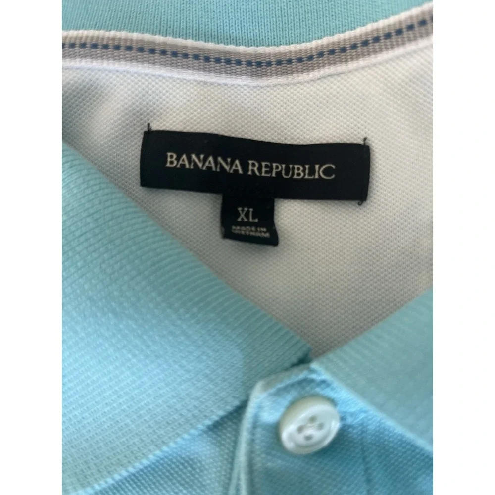 Banana Republic Mens Light‎ Blue Knit Collar Polo Short Sleeve Shirt Sz  X-Large